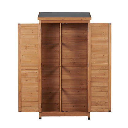 Outdoor Shed With Vertical Tool Cabinet and Shelf