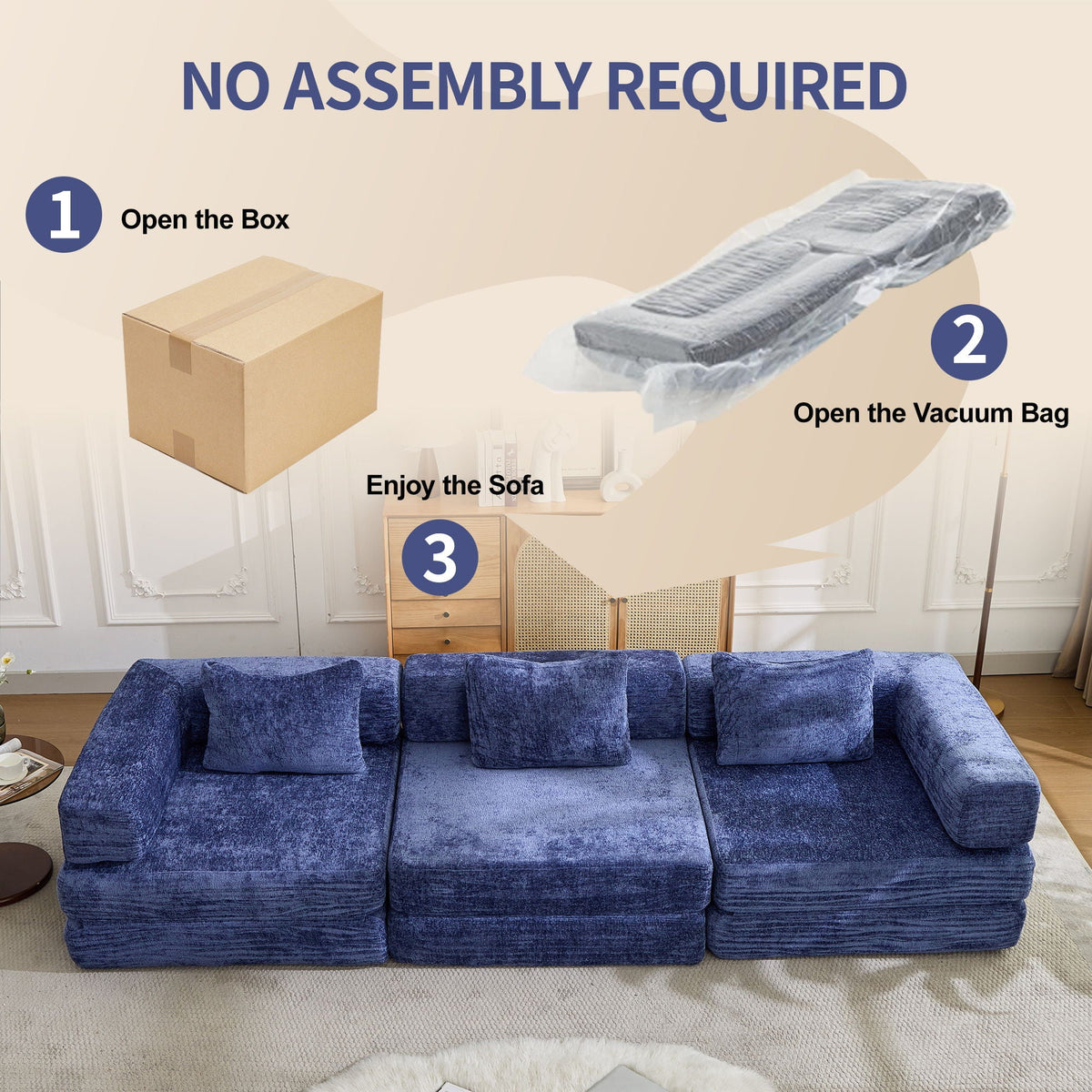 Convertible floor sofa bed blue velvet modular futon sofa by HouseOfZazla in living room on Tampa Home & Garden Store