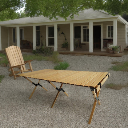 Natural Wood Foldable and Portable Dining Table