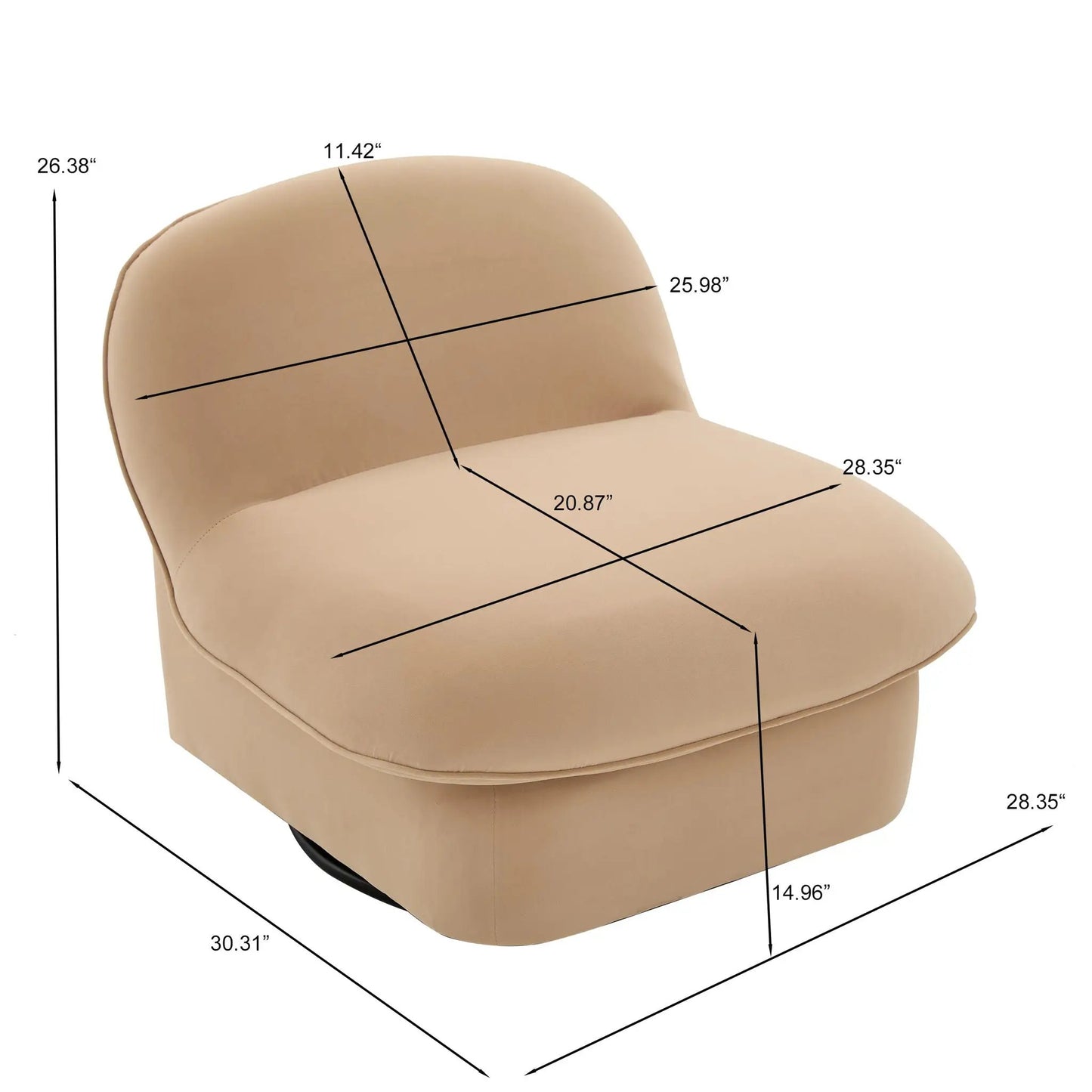 Pumpkin Shaped Swivel Accent Chair Living Room