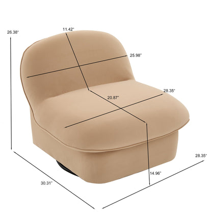 Pumpkin shaped swivel accent chair tan faux leather by HouseOfZazla with 360-degree rotation on Tampa Home & Garden Store