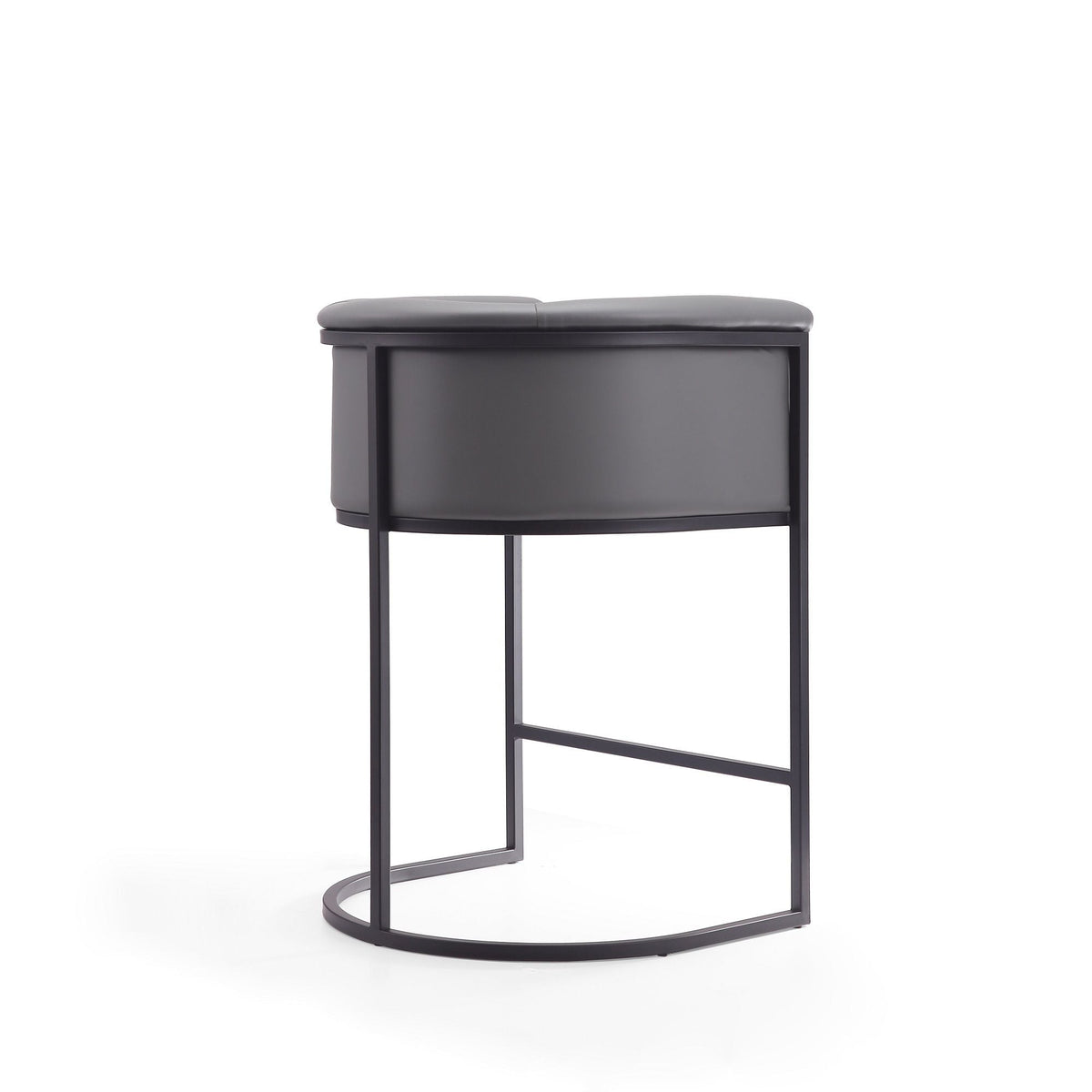 Cosmopolitan Stool with upholstered gray seat and black metal frame, counter HouseOfZazla on Tampa Home & Garden Store