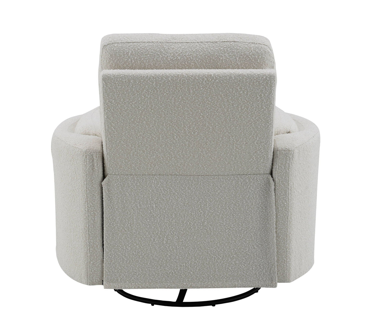 Sagen Glider Recliner With Swivel beige fabric round black base HouseOfZazla on Tampa Home & Garden Store