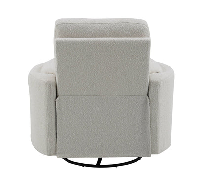 Sagen Glider Recliner With Swivel beige fabric round black base HouseOfZazla on Tampa Home & Garden Store