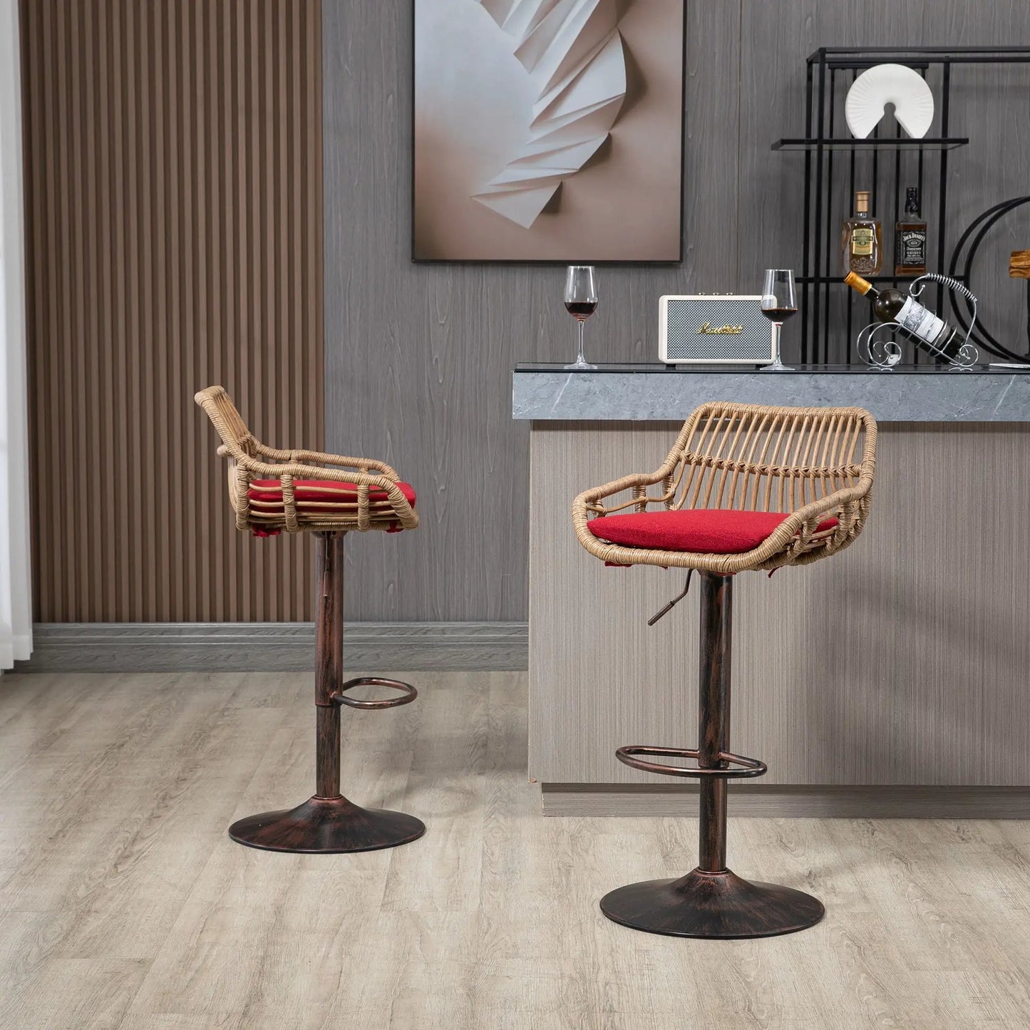 Modern Swivel Bar Stools with Footrest Set of 2