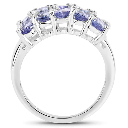 3.75ct Tanzanite Sterling Silver Ring with marquise-cut violet stones in a prong-set row on Tampa Home & Garden Store