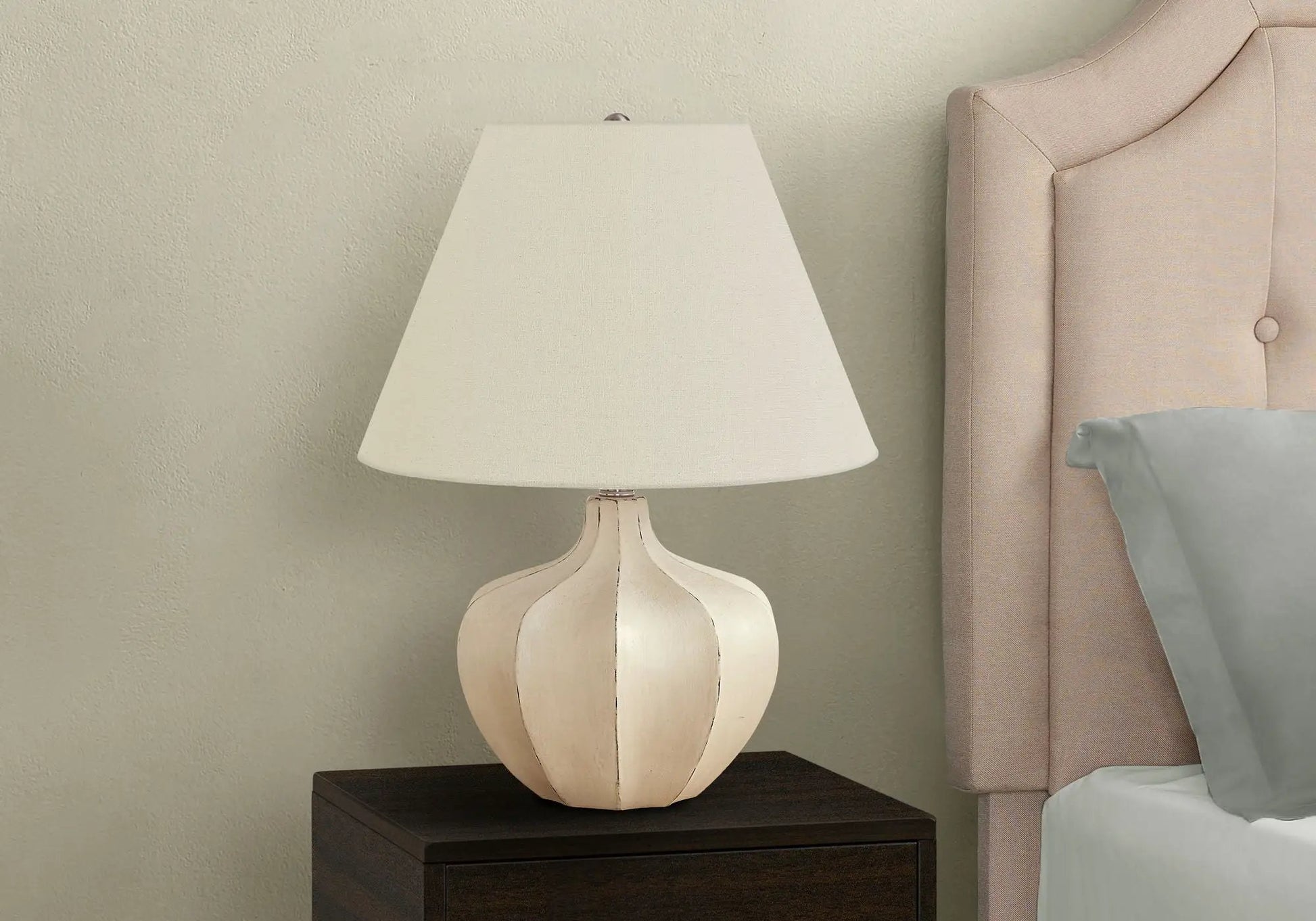 Table lamp cream resin transitional lighting with carved base by Unique Piece Furniture on Tampa Home & Garden Store