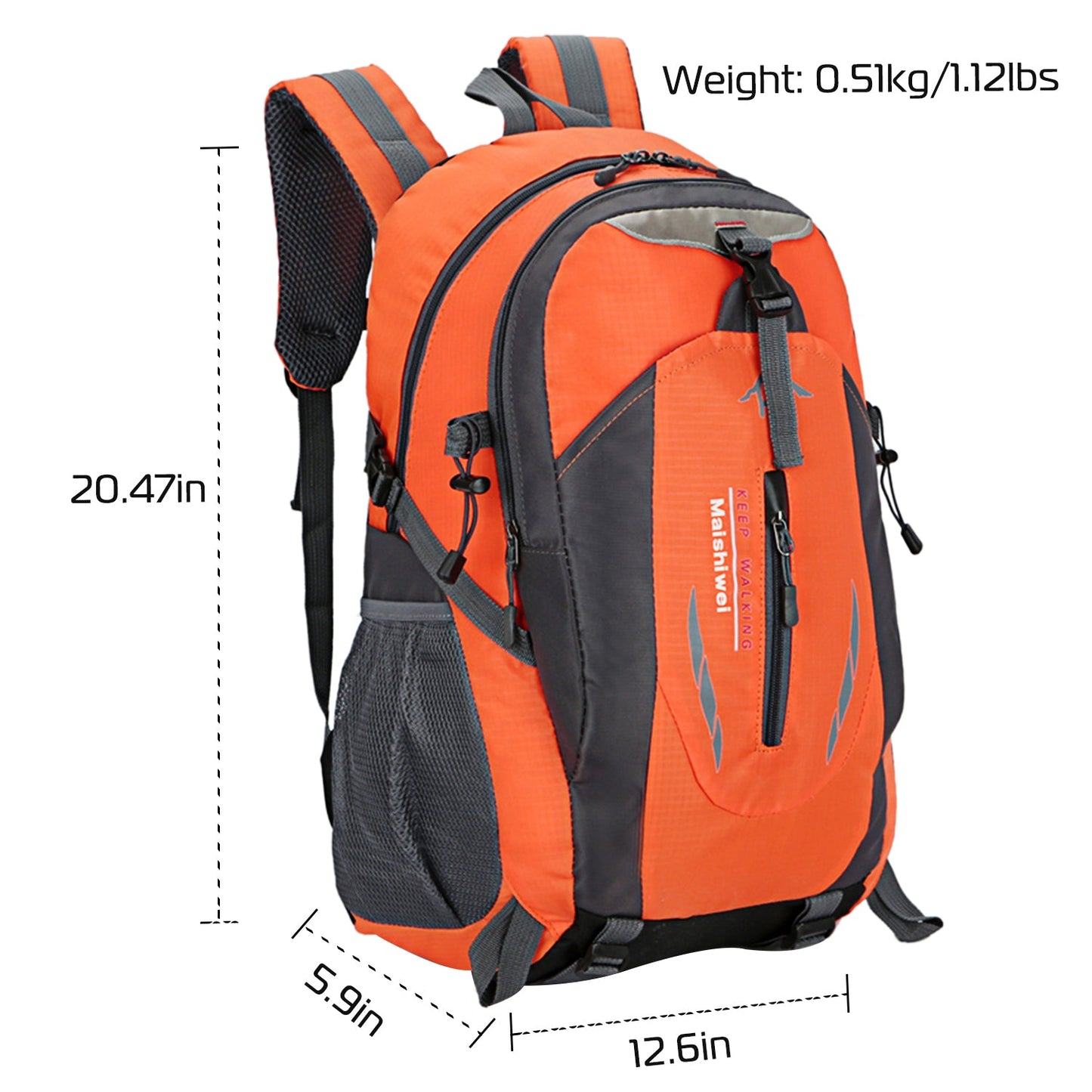 GemGear 36L waterproof hiking backpack orange and gray with padded shoulder straps on Tampa Home & Garden Store
