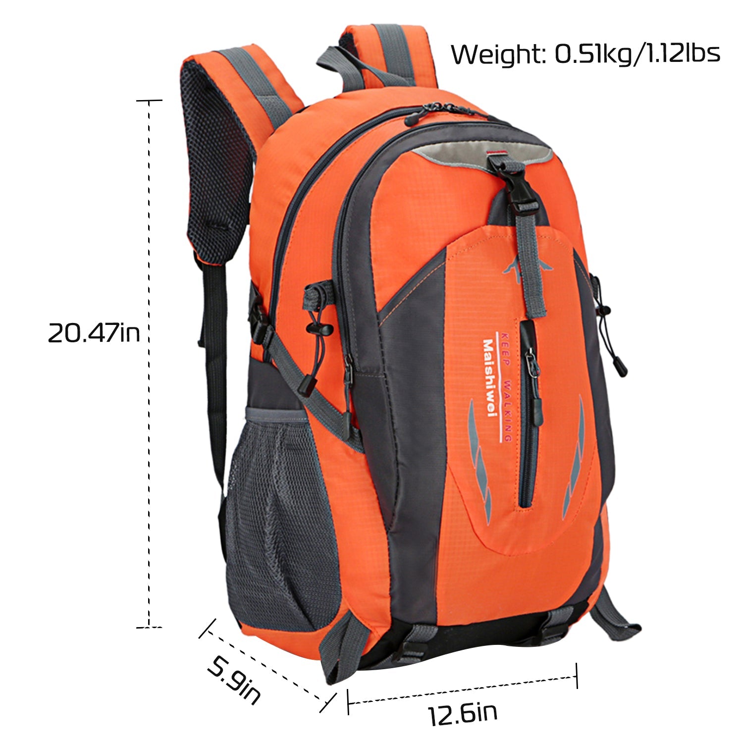 GemGear 36L waterproof hiking backpack orange and gray with padded shoulder straps on Tampa Home & Garden Store