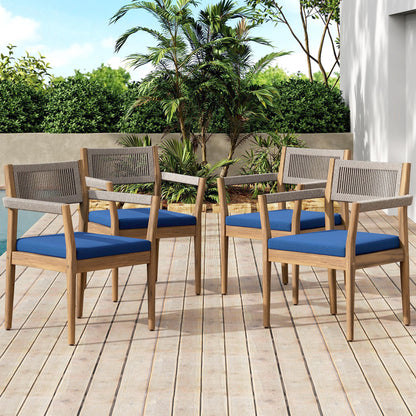 Set Of Two Braided Acacia Outdoor Dining Chairs