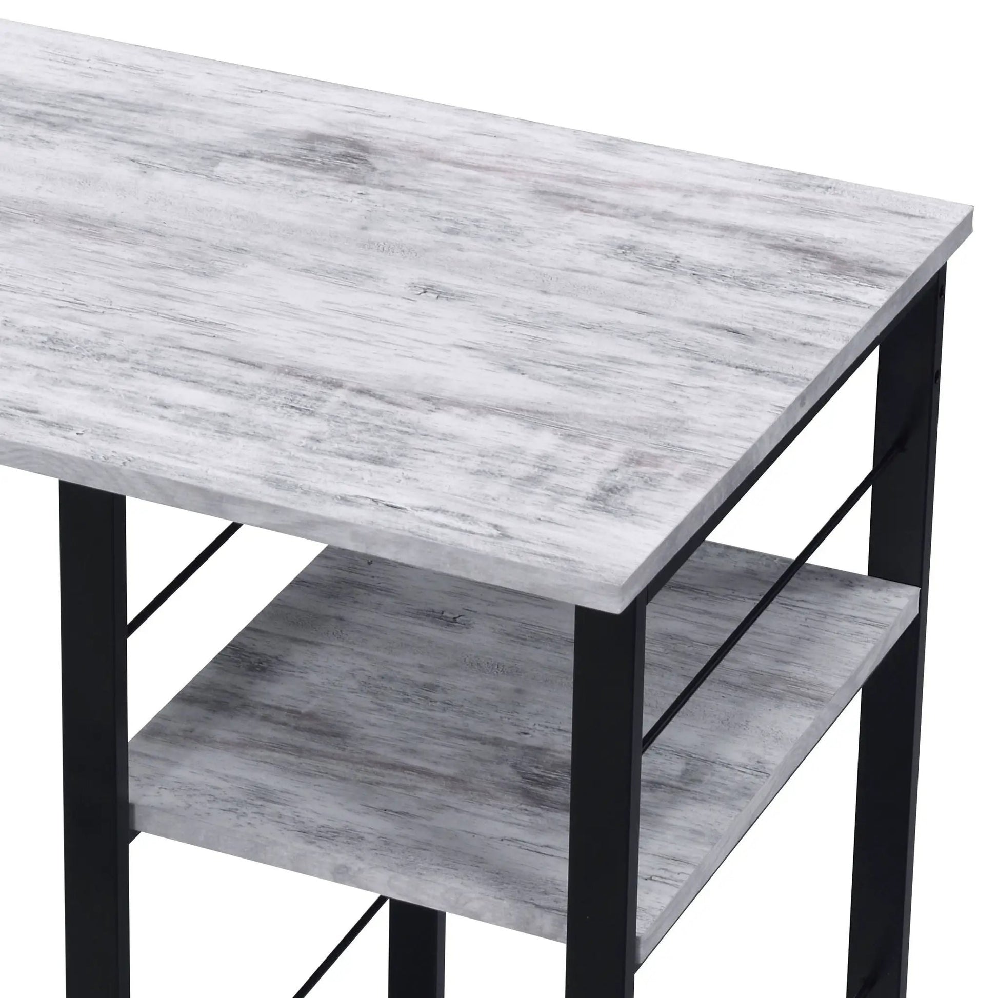 Vadna writing desk with weathered gray wood top and black metal frame on Tampa Home & Garden Store