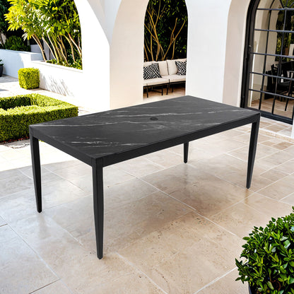 Outdoor Modern Patio Dining Table and Stone Top