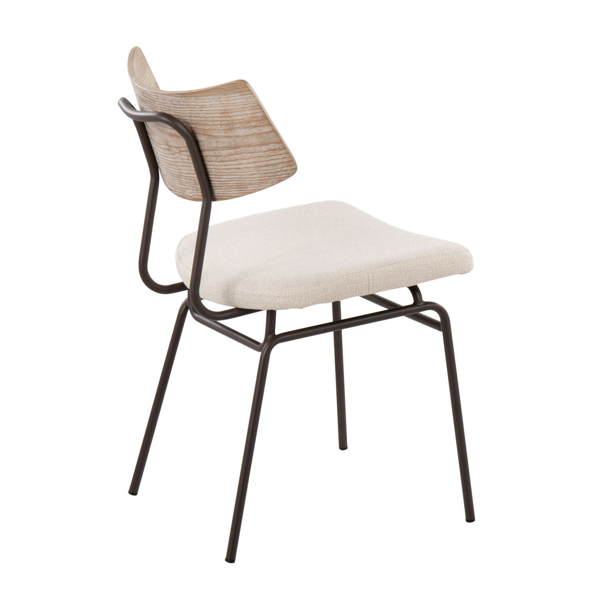 Mid Century Modern chair set of 2 by HouseOfZazla with beige upholstered seats, natural wood back on Tampa Home & Garden Store