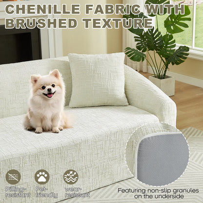 Chenille Curved Convertible Sofa And Recliner