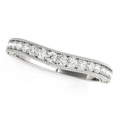 Ring 14k white gold bead-border curved diamond wedding band, 1/4 cttw, Bids.com on Tampa Home & Garden Store