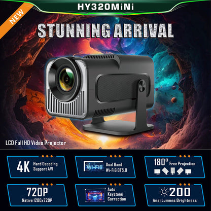 New Bluetooth Home Portable Mini Projector black compact with silver lens housing and stand on Tampa Home & Garden Store