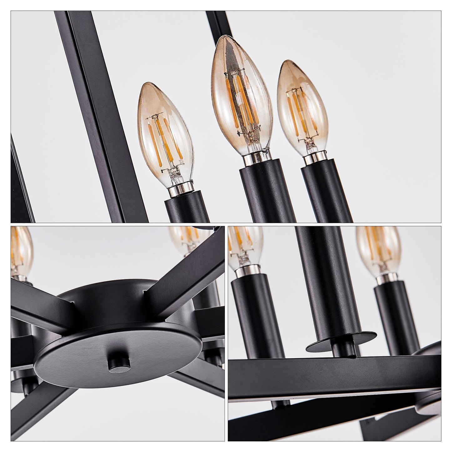 Chandelier 22' Modern Black Geometric 6-light bulbs not included, industrial metal pendant on Tampa Home & Garden Store