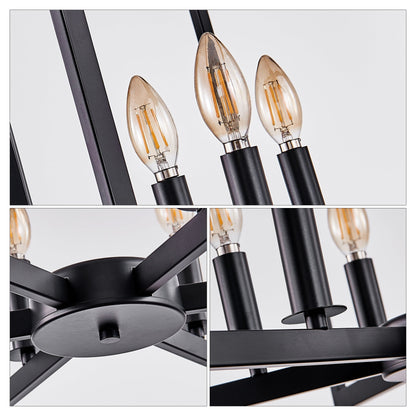 Chandelier 22' Modern Black Geometric 6-light bulbs not included, industrial metal pendant on Tampa Home & Garden Store