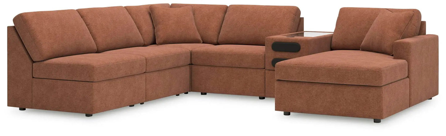 Modmax Sectional Sofa In Spice Fabric Performance