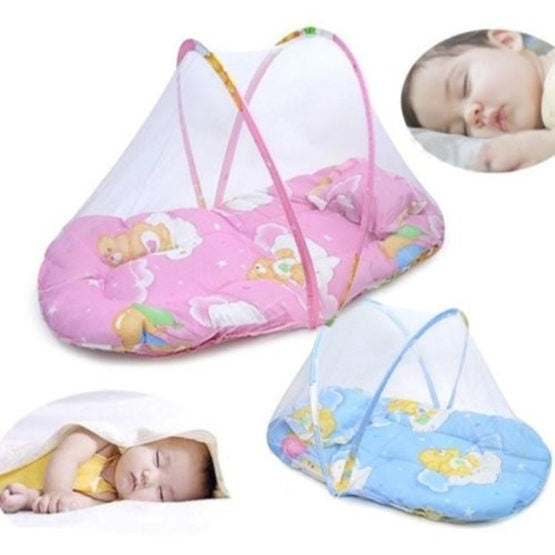 Portable foldable baby bed with mosquito net tent, pink & blue 2-pack, My Store baby safety on Tampa Home & Garden Store