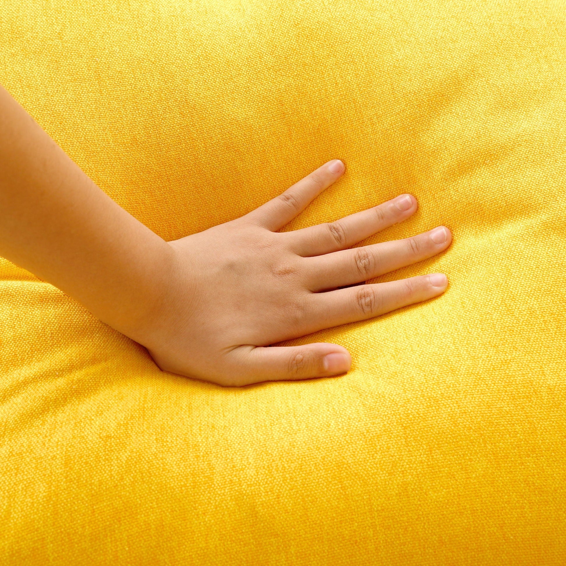 L-shaped reversible chaise sectional sofa yellow fabric sleeper ottoman HouseOfZazla on Tampa Home & Garden Store
