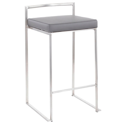Contemporary stackable counter stool with padded gray seat and chrome frame on Tampa Home & Garden Store