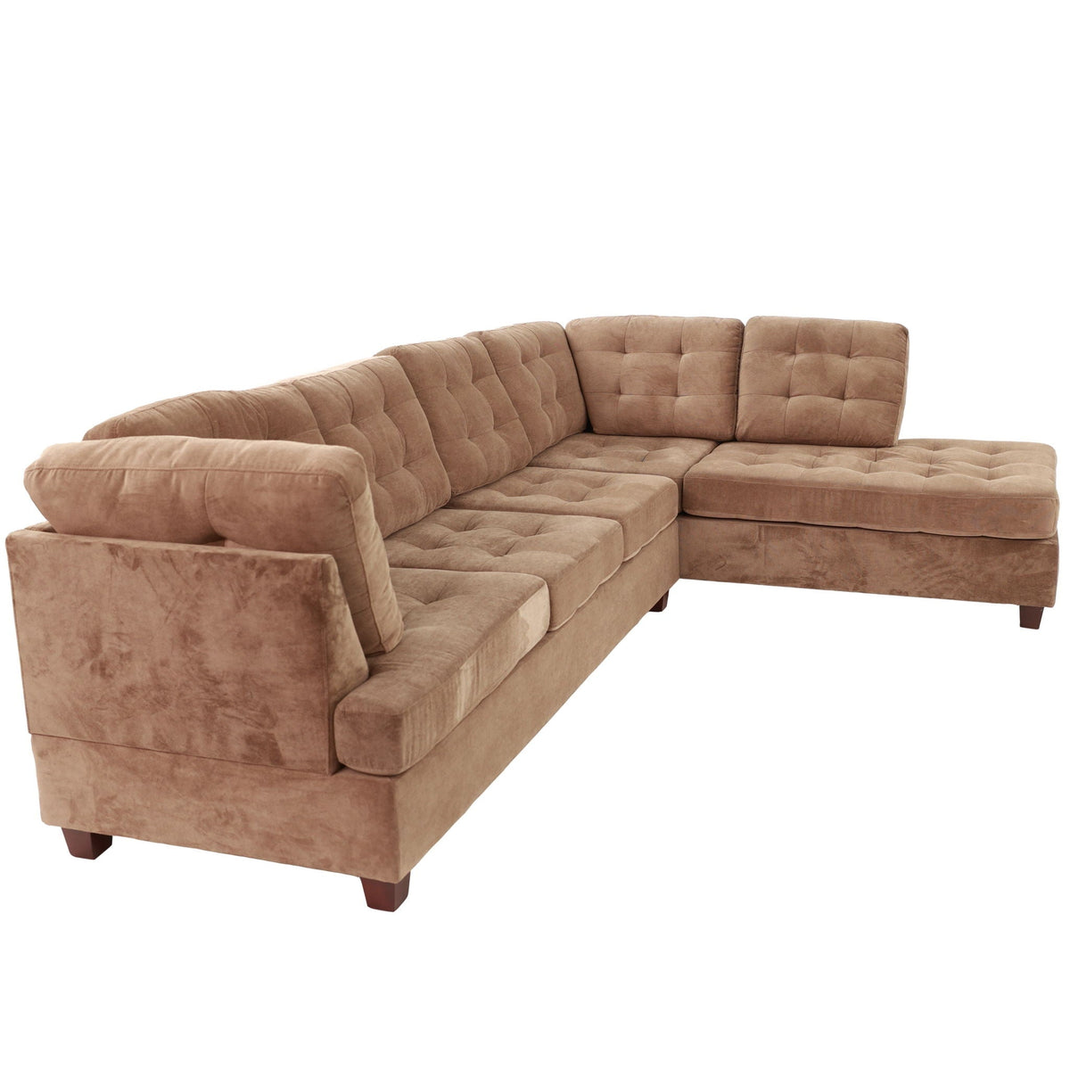 Truffle suede sectional sofa with tufted cushions and reversible chaise by HouseOfZazla on Tampa Home & Garden Store