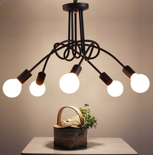 Iron Art Creative Minimalist  Ceiling Lamp Iron Tube Chandelier - Tampa Home & Garden Store