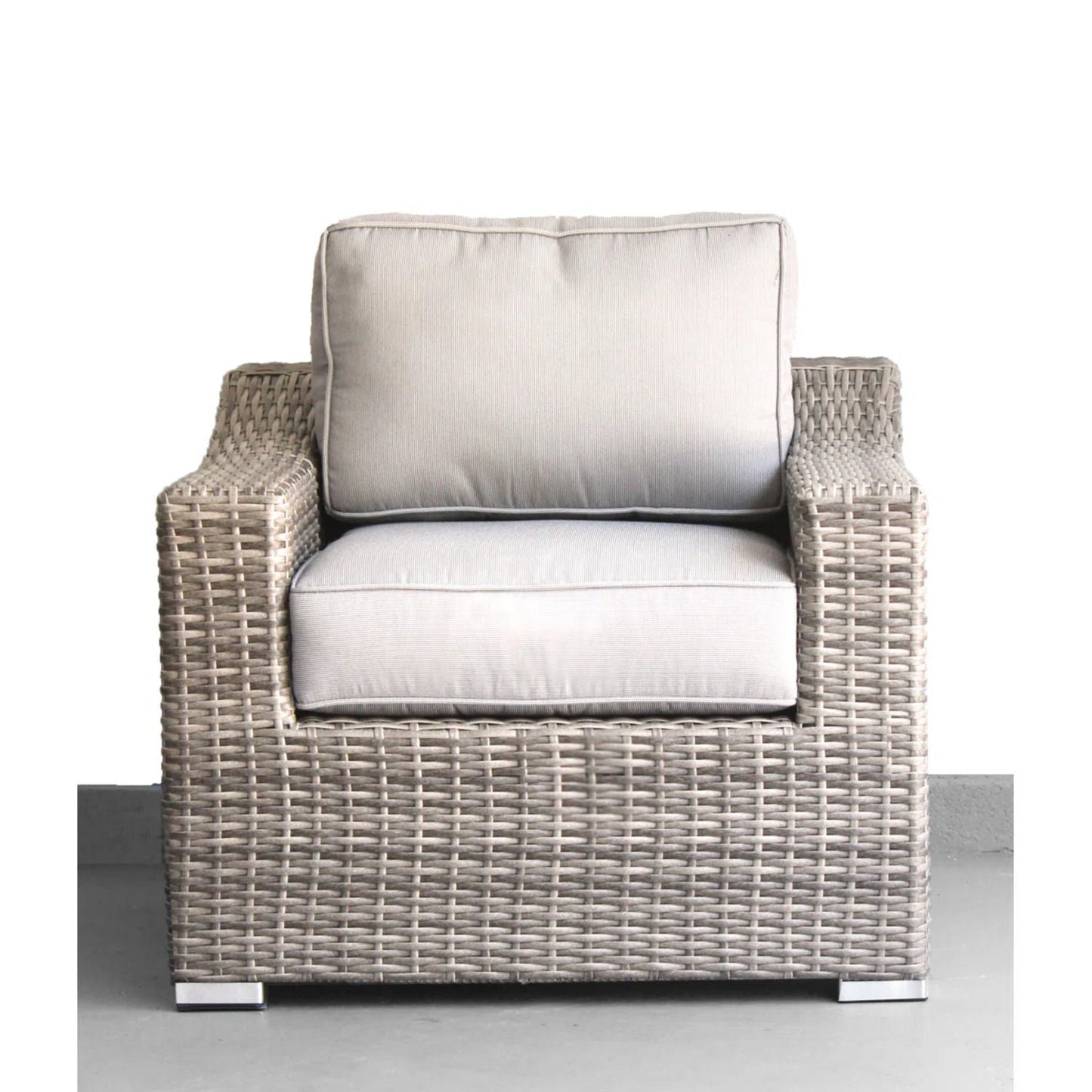 Outdoor Wicker Set With Glass Table And Cushions