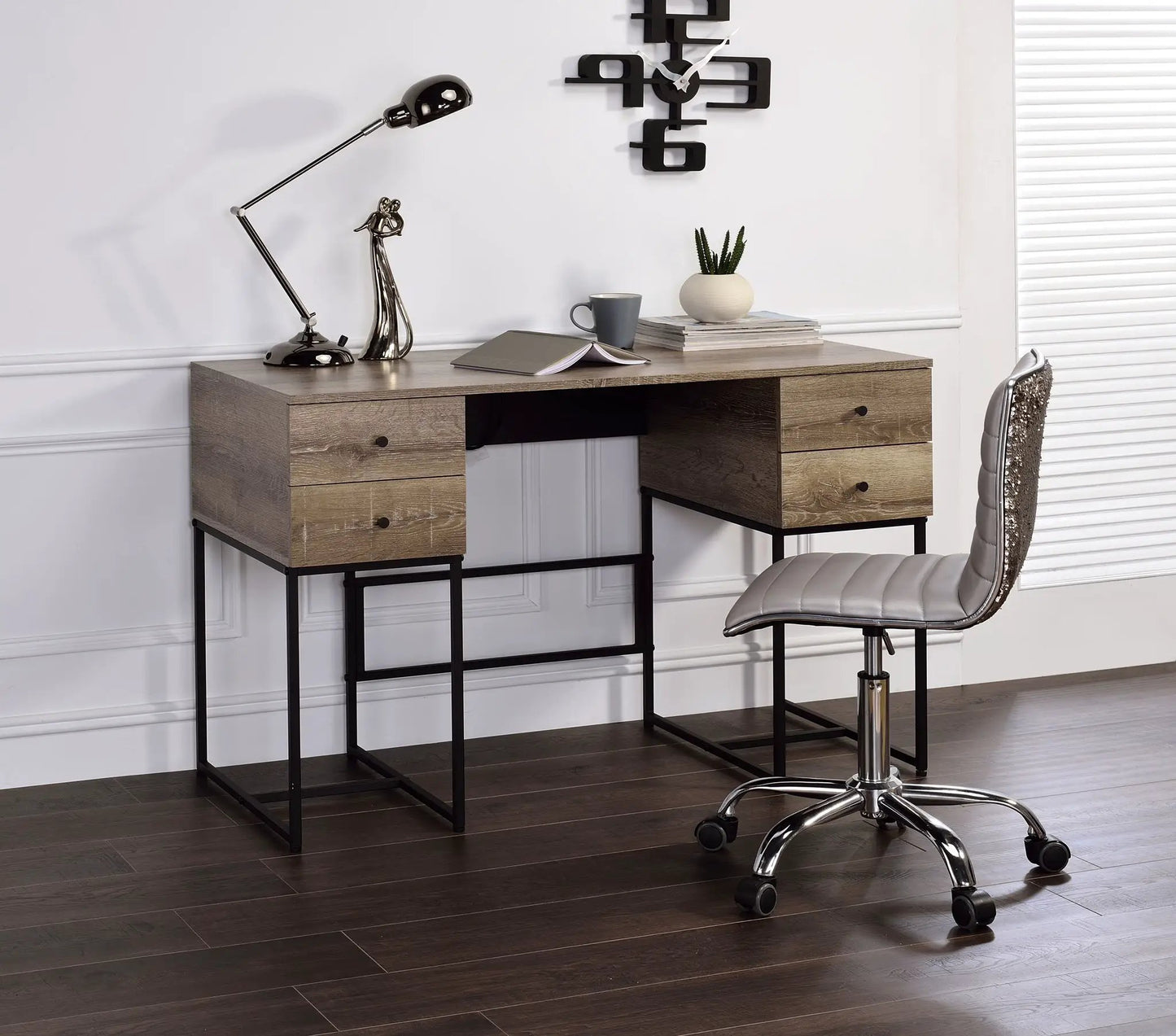 Desirre Writing Desk With USB Port In Oak Finish