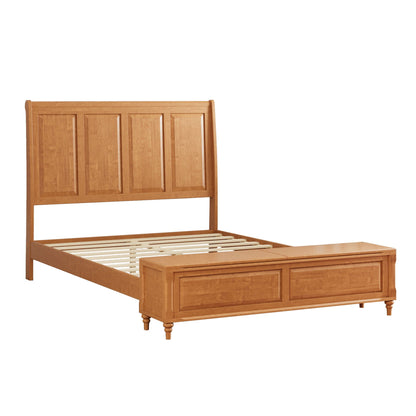 Modern Sleigh Bed with Tall Headboard and Bench