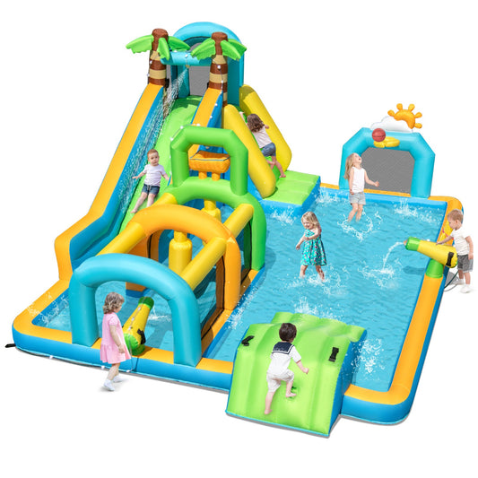 Inflatable Water Slide Tropical Theme Dual Slide Aqua Park Blower Excluded - Tampa Home & Garden Store