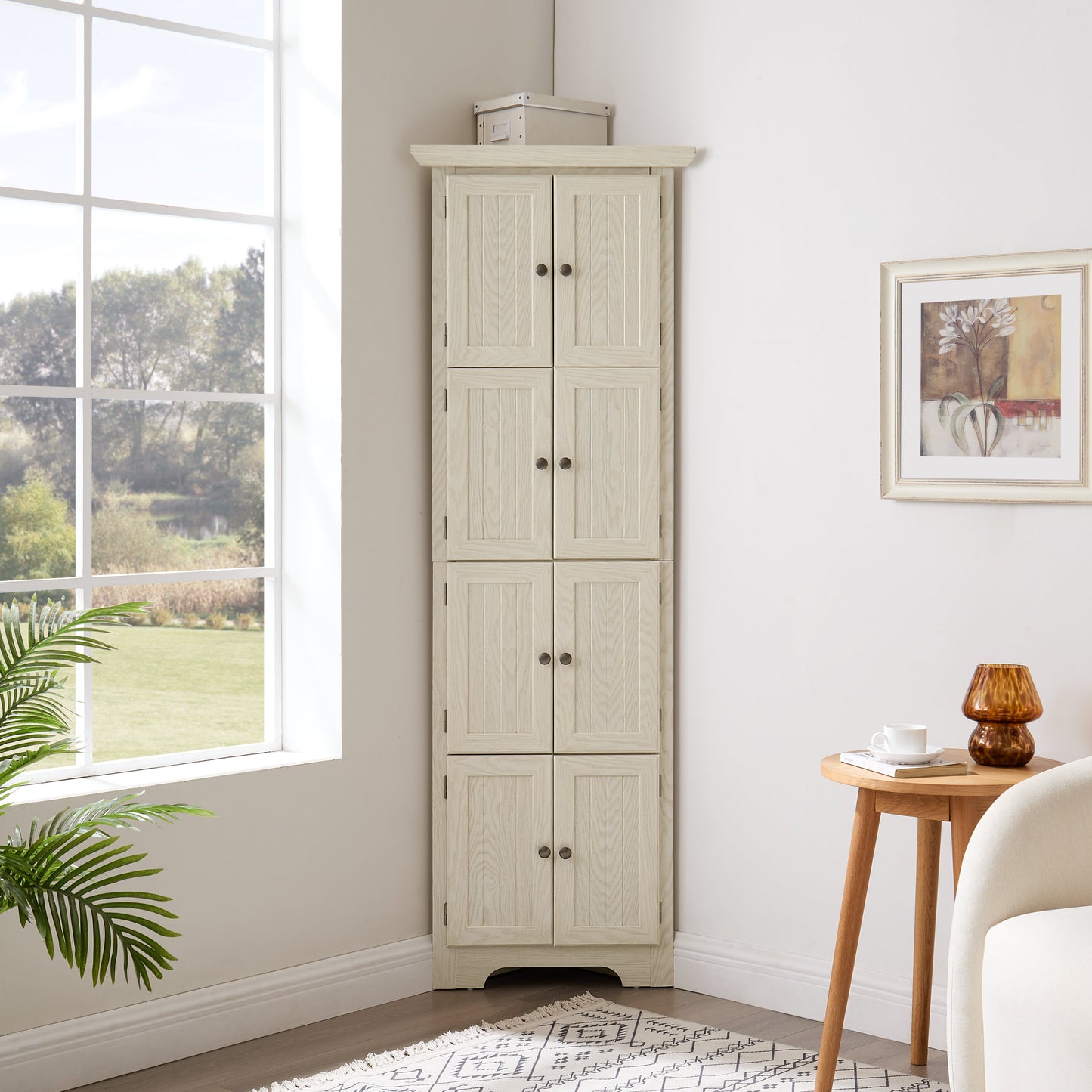 4 Tier Corner Pantry Storage Cabinet With 8 Doors