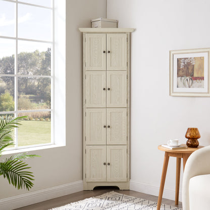 4 Tier Corner Pantry Storage Cabinet With 8 Doors