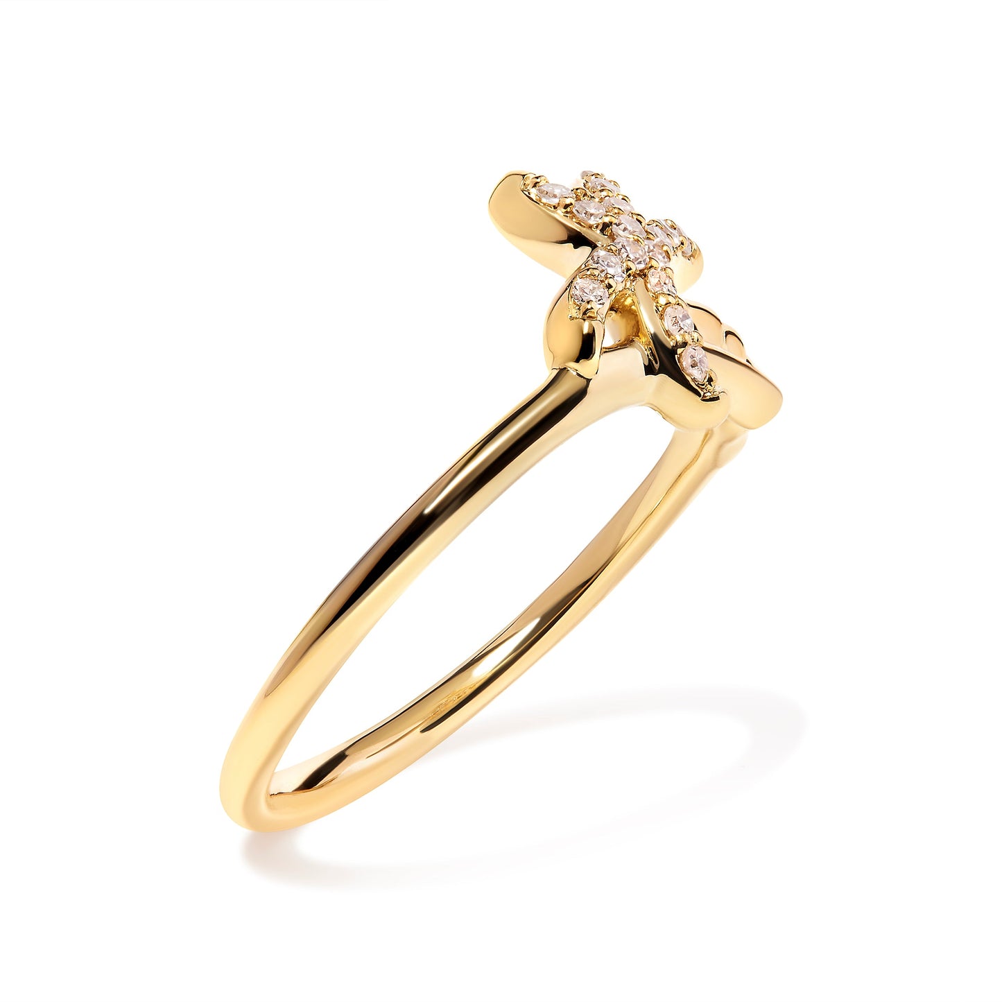 Palm Tree Diamond Ring in 10K yellow gold with pave diamonds, size 7 on Tampa Home & Garden Store