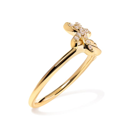 Palm Tree Diamond Ring in 10K yellow gold with pave diamonds, size 7 on Tampa Home & Garden Store