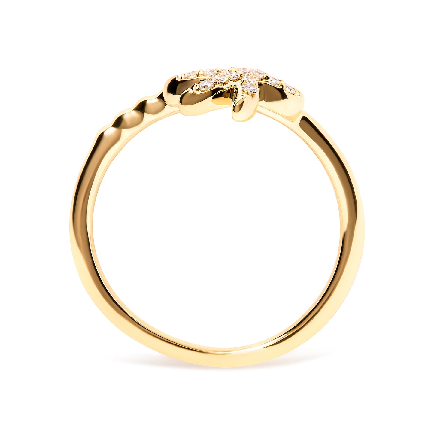 Palm tree diamond ring in 10K yellow gold with pave diamonds on top size 7 on Tampa Home & Garden Store