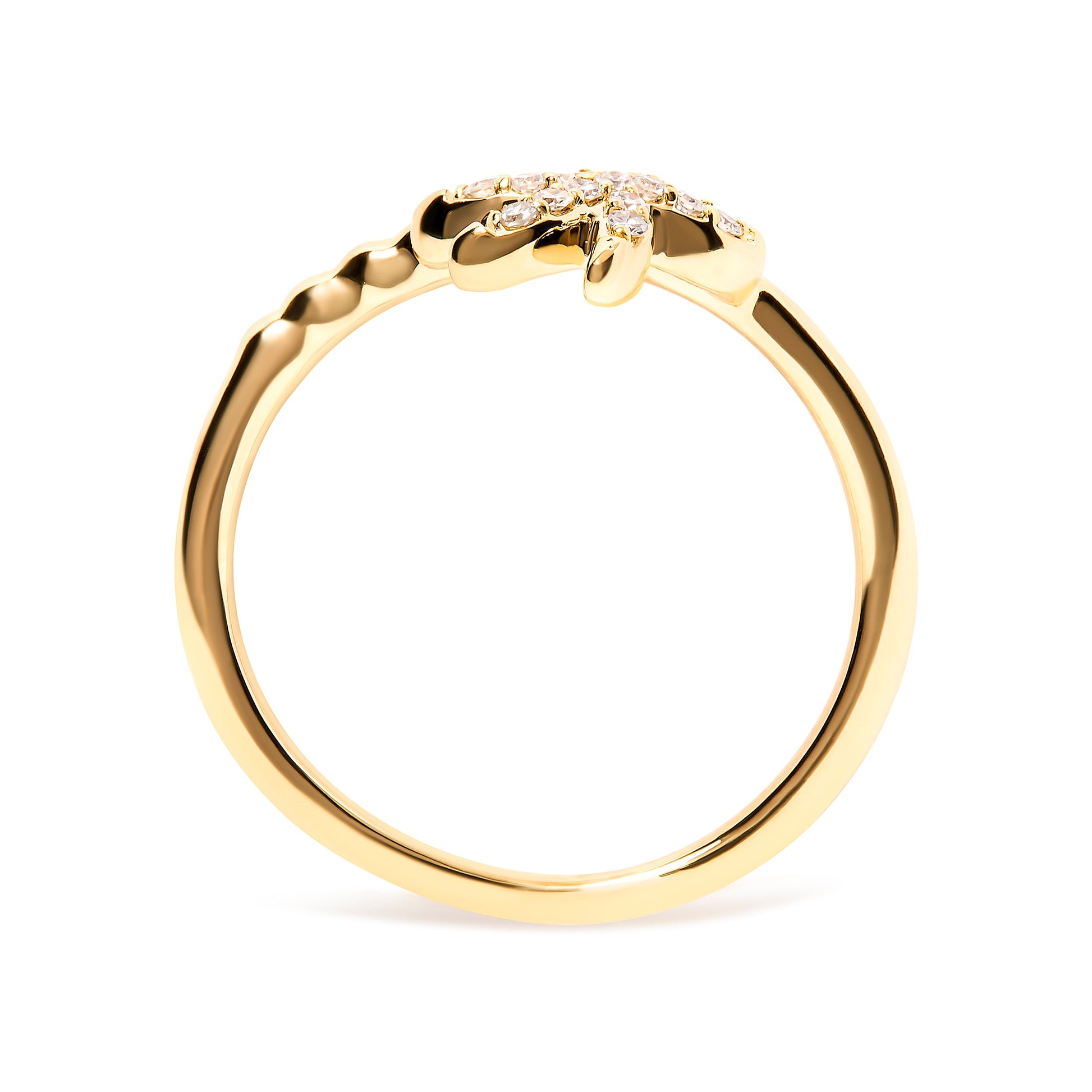 Palm tree diamond ring in 10K yellow gold with pave diamonds on top size 7 on Tampa Home & Garden Store