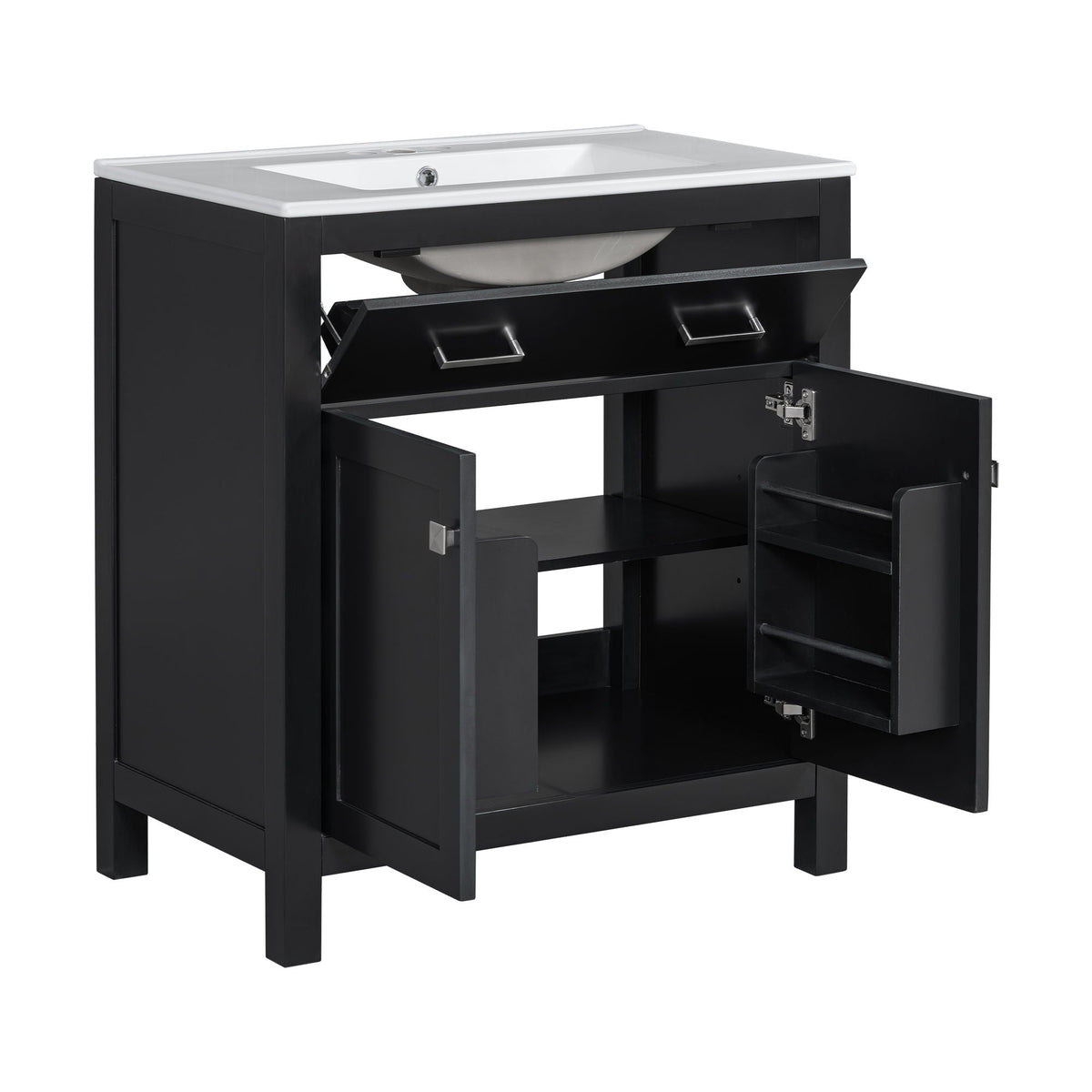 Modern Bathroom Vanity with Ceramic Sink, black finish, soft-close drawers HouseOfZazla on Tampa Home & Garden Store