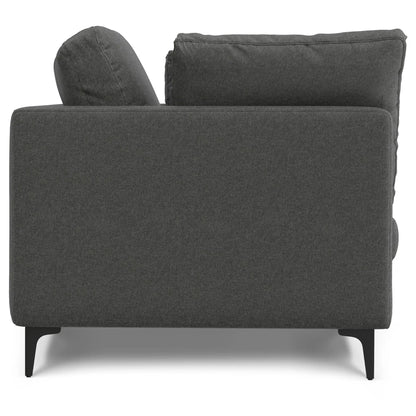 Ava mid-century upholstered sofa in charcoal gray fabric with plush back cushions on Tampa Home & Garden Store
