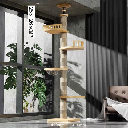 Tongtian Column Climbing Frame Cat Toys, natural wood and sisal rope cat tower on Tampa Home & Garden Store