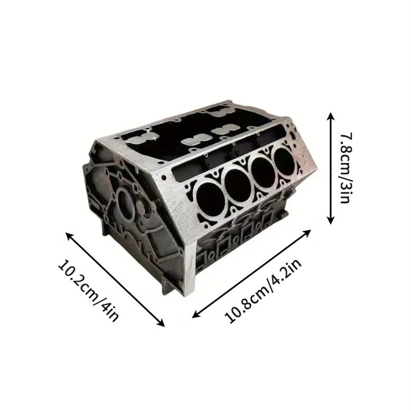 Engine Block Desk Organizer: Modern art for desktop/bookshelf. Holds business cards, a creative office accessory. - Tampa Home & Garden Store