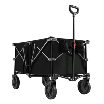 GemGear 38-Inch Heavy-Duty Collapsible Wagon Cart with adjustable handle in black on Tampa Home & Garden Store