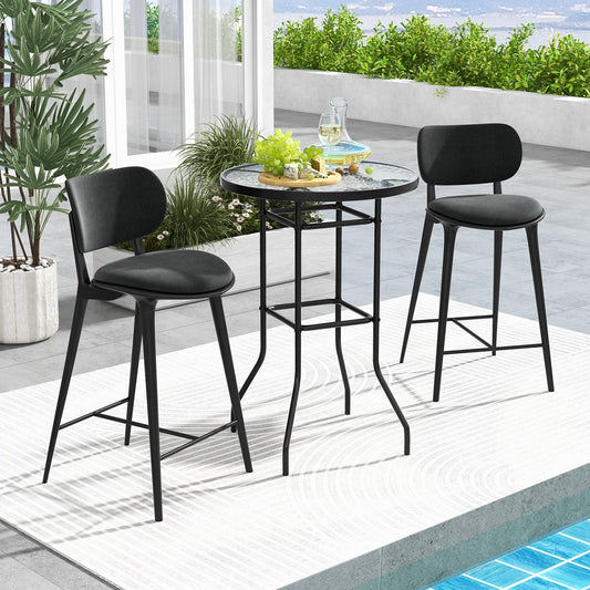 38 Inch Patio Bar Table with Tempered Glass Tabletop - Tampa Home & Garden Store