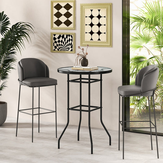 38 Inch Patio Bar Table with Tempered Glass Tabletop - Tampa Home & Garden Store