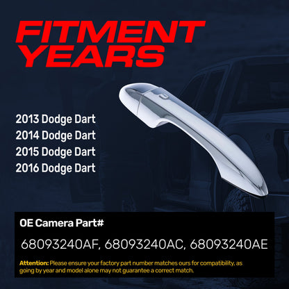 Chrome exterior door handle replacement for 2013–2016 Dodge Dart, front-right w/o keyhole on Tampa Home & Garden Store