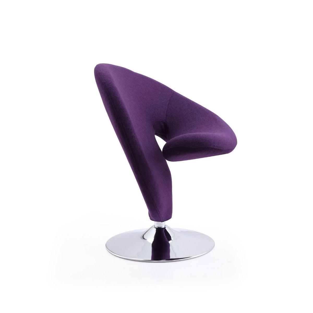 Swivel lounge chair purple wool blend upholstery with chrome pedestal base HouseOfZazla on Tampa Home & Garden Store