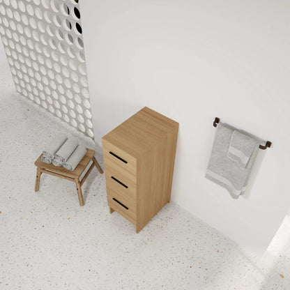 Slim Bathroom Storage Cabinet With 3 Drawers Oak