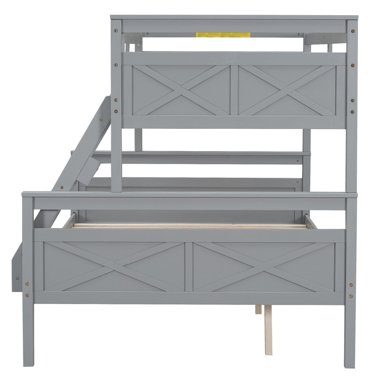 Bunk bed with ladder and safety guardrail, gray finish by HouseOfZazla on Tampa Home & Garden Store
