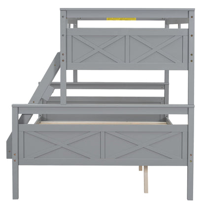Bunk bed with ladder and safety guardrail, gray finish by HouseOfZazla on Tampa Home & Garden Store
